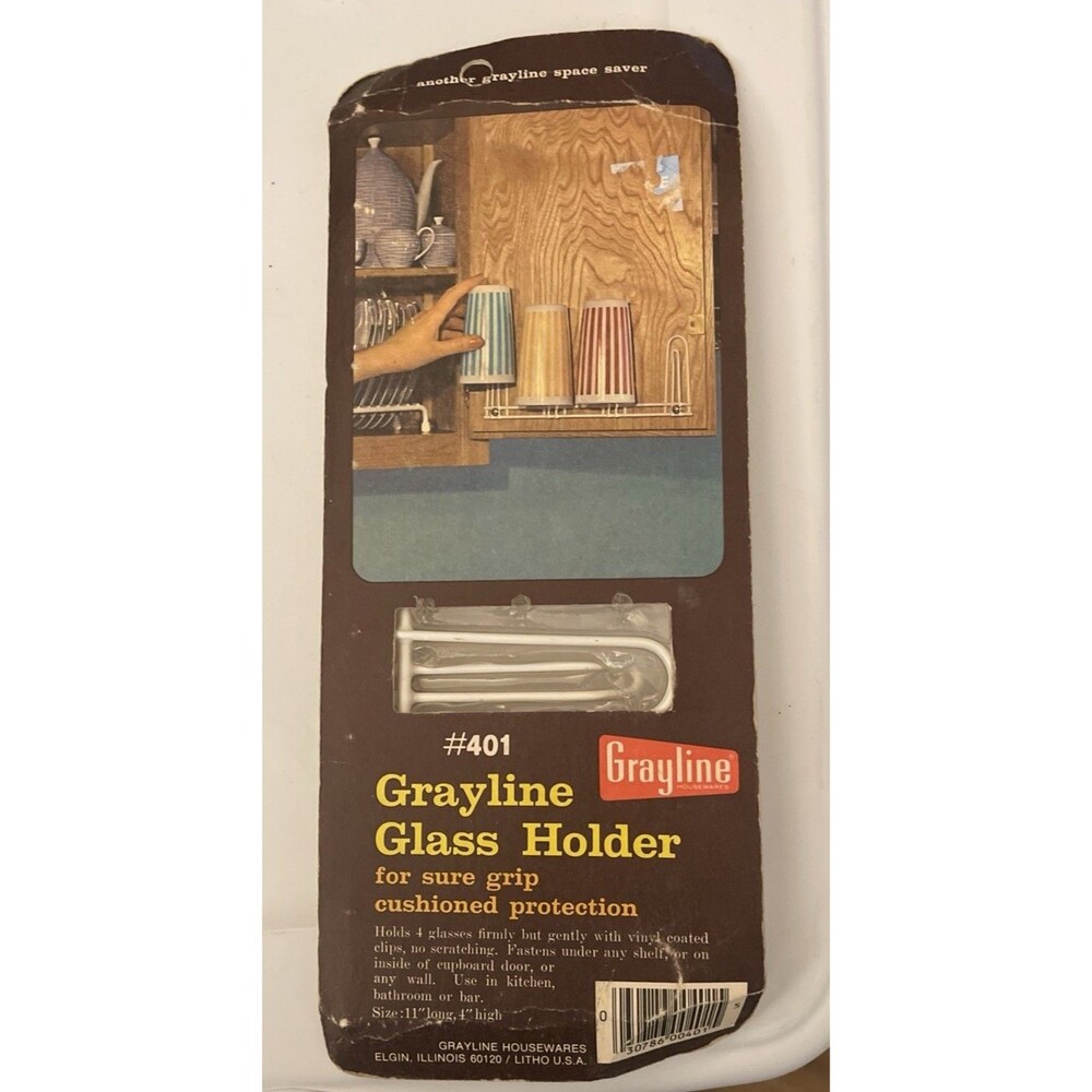 Grayline Glass Holder for sure Grip N. 401 4 Glasses Rubber Coated -Vintage NEW